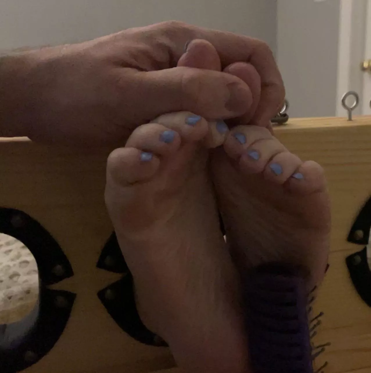 Wife’s feet in the stocks