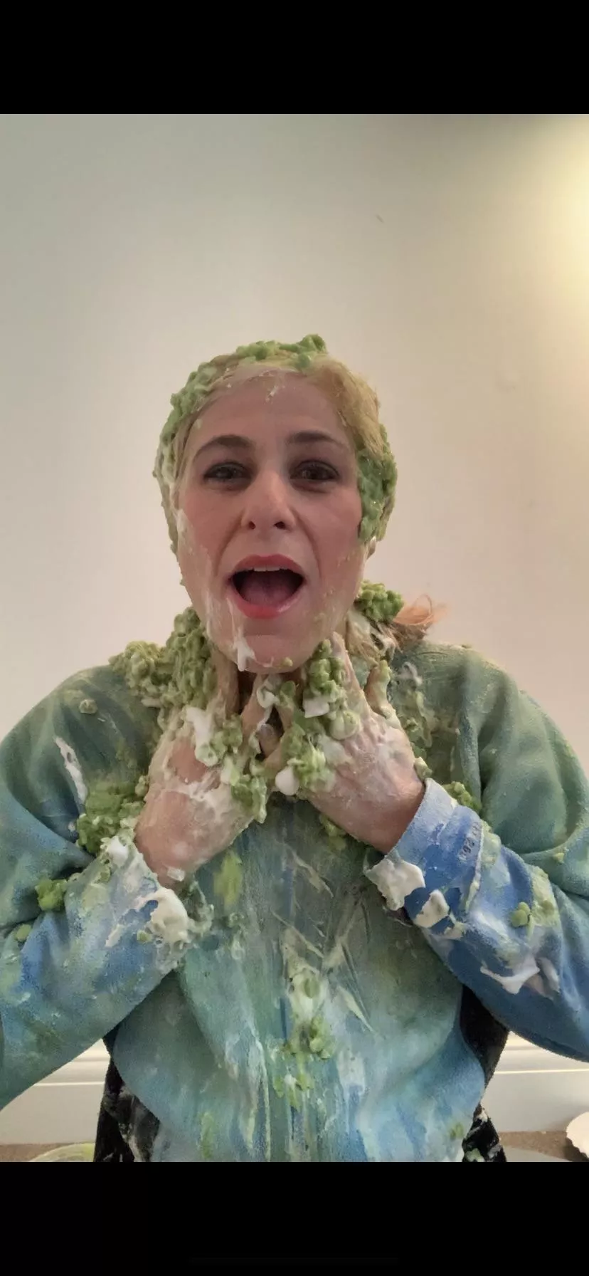 Mushy peas on top of fleece!