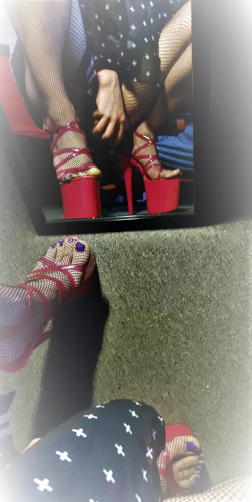 My feet in heels.