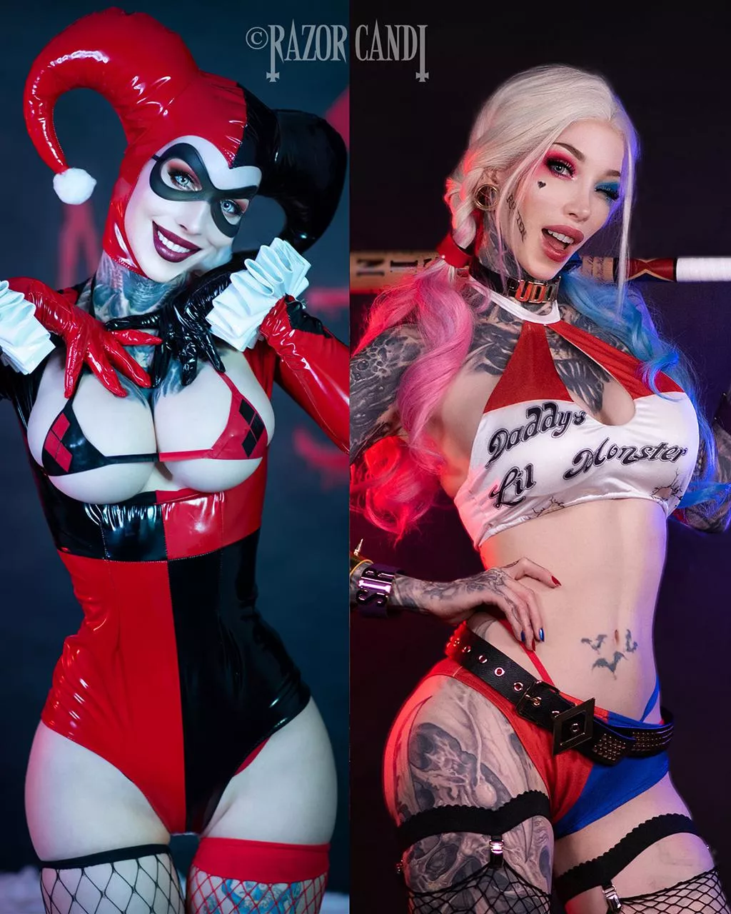Classic & new Harley Quinn cosplays by RazorCandi (self)