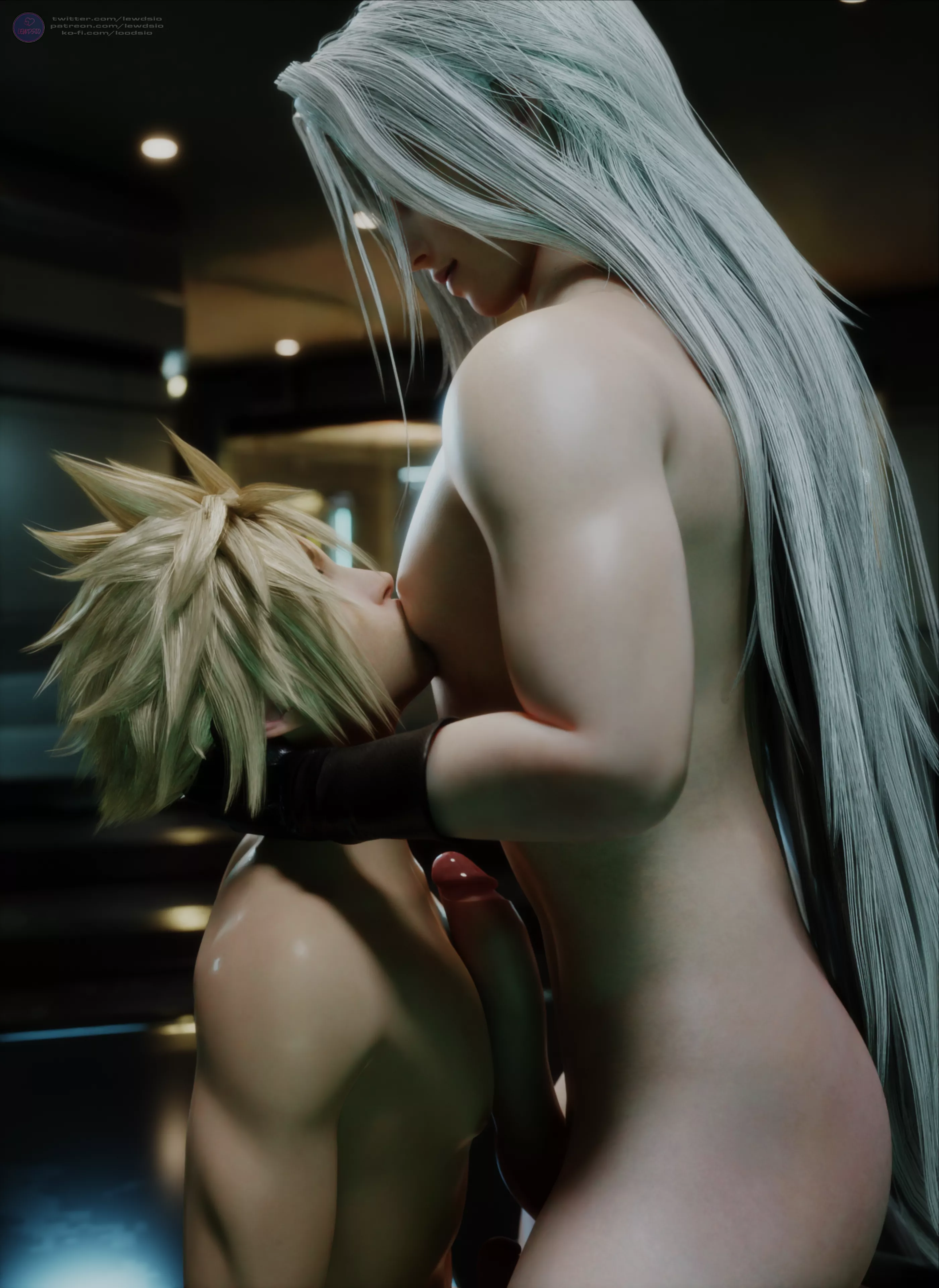 Cloud suckling Sephiroth's booba🤤❤️ (OC)