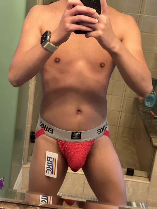 Got a new Bike jockstrap! I had a couple of the old Bike jockstraps in high school and used them until they died years ago. I thought I’d give these new Bike jockstraps a try. What do you think?!