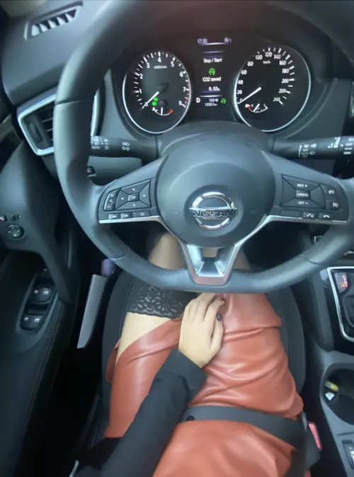 I am horny in my car without panties