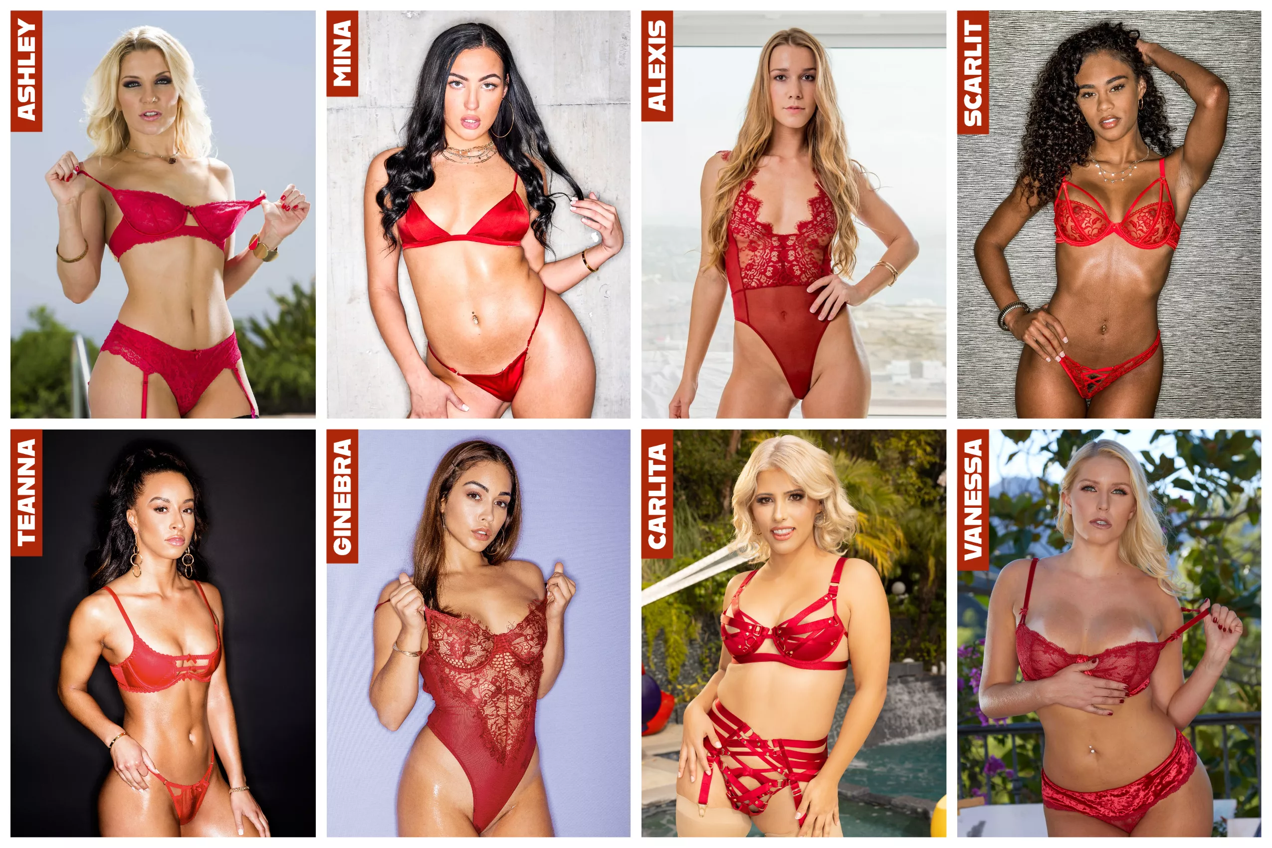 Ladies in Red - [Ashley Fires] vs [Mina Monet] vs [Alexis Crystal] vs [Scarlit Scandal] vs [Teanna Trump] vs [Ginebra Bellucci] vs [Carlita Ray] vs [Vanessa Cage]