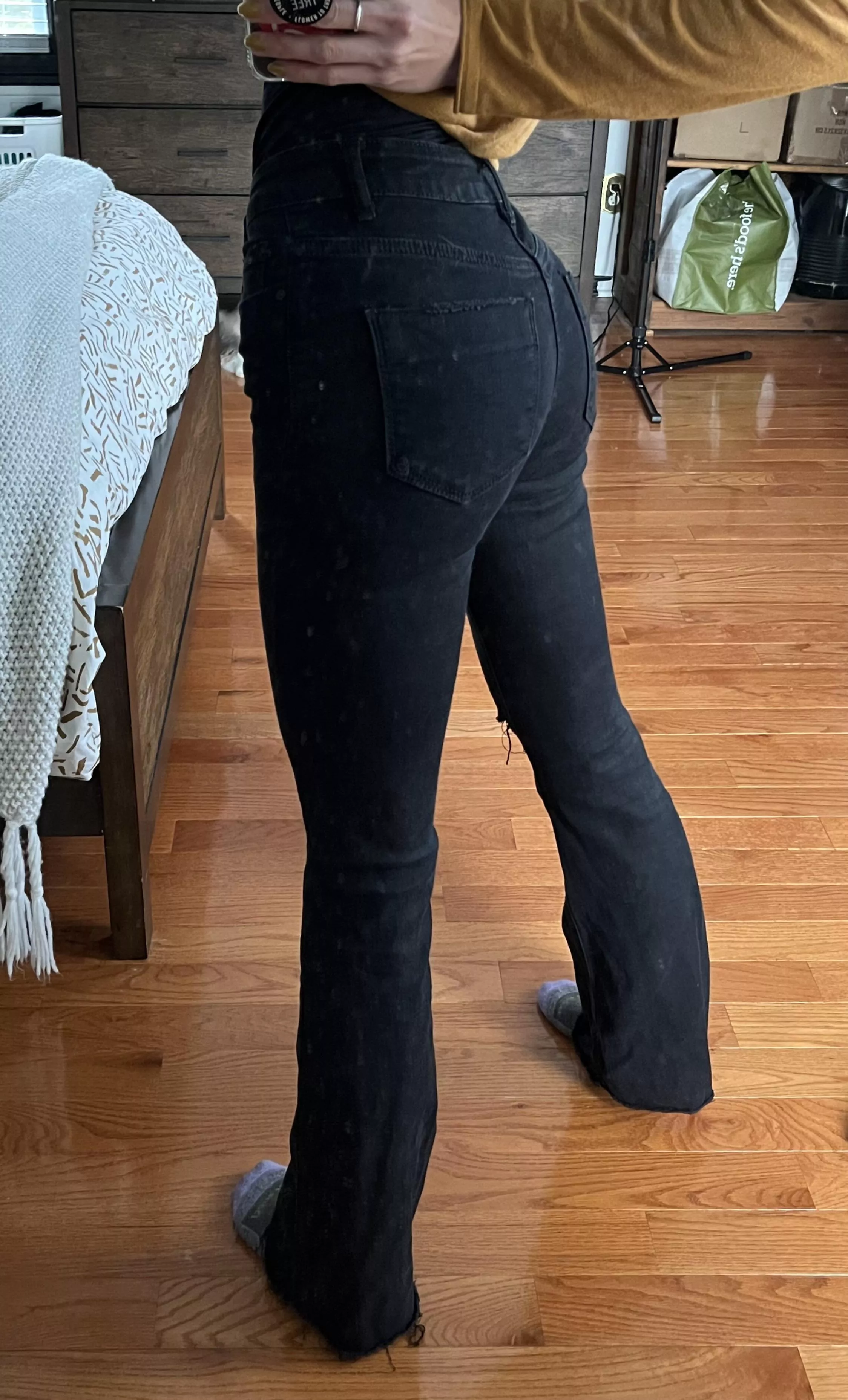 My black bell bottoms from the back