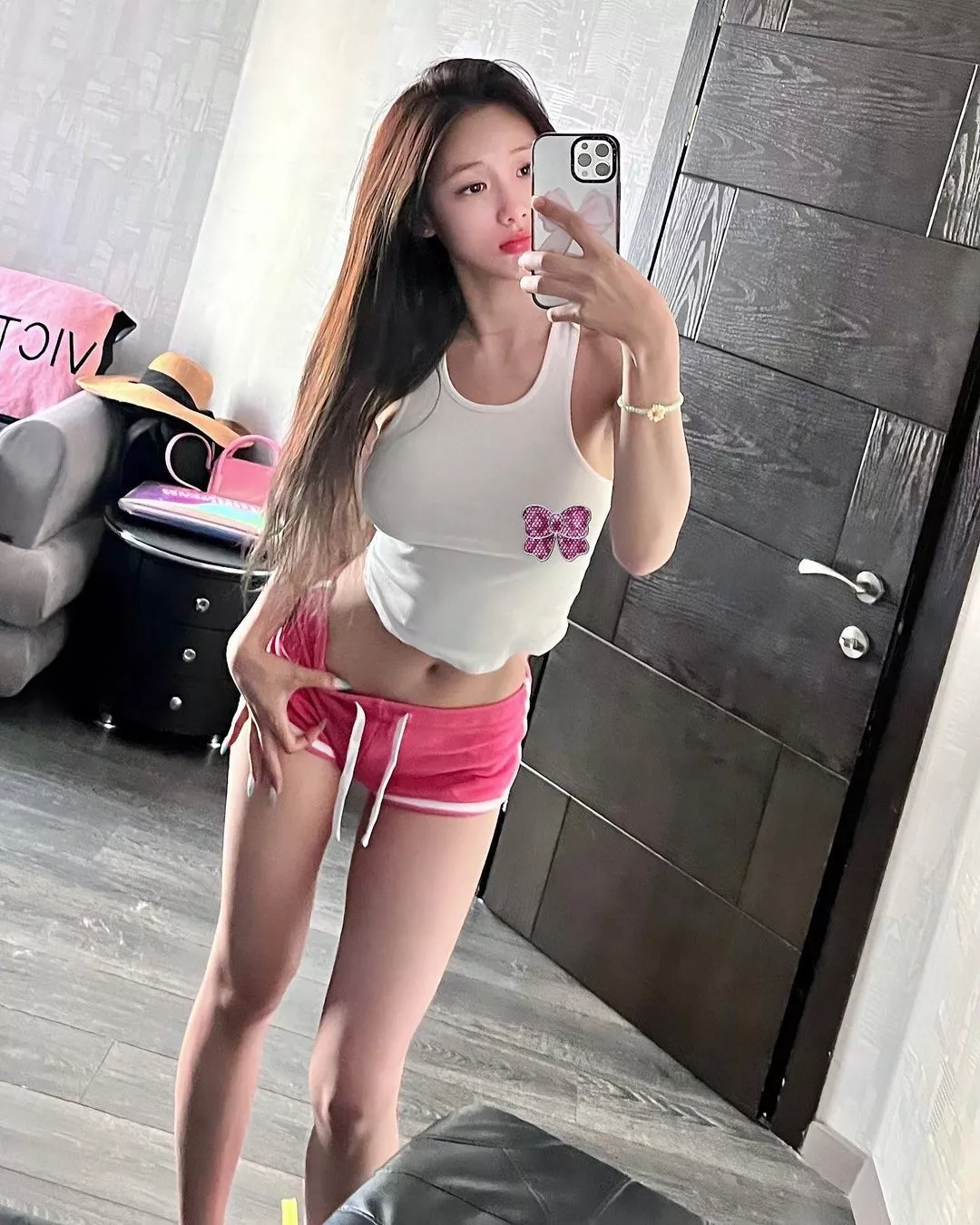 Vest and little pink shorts