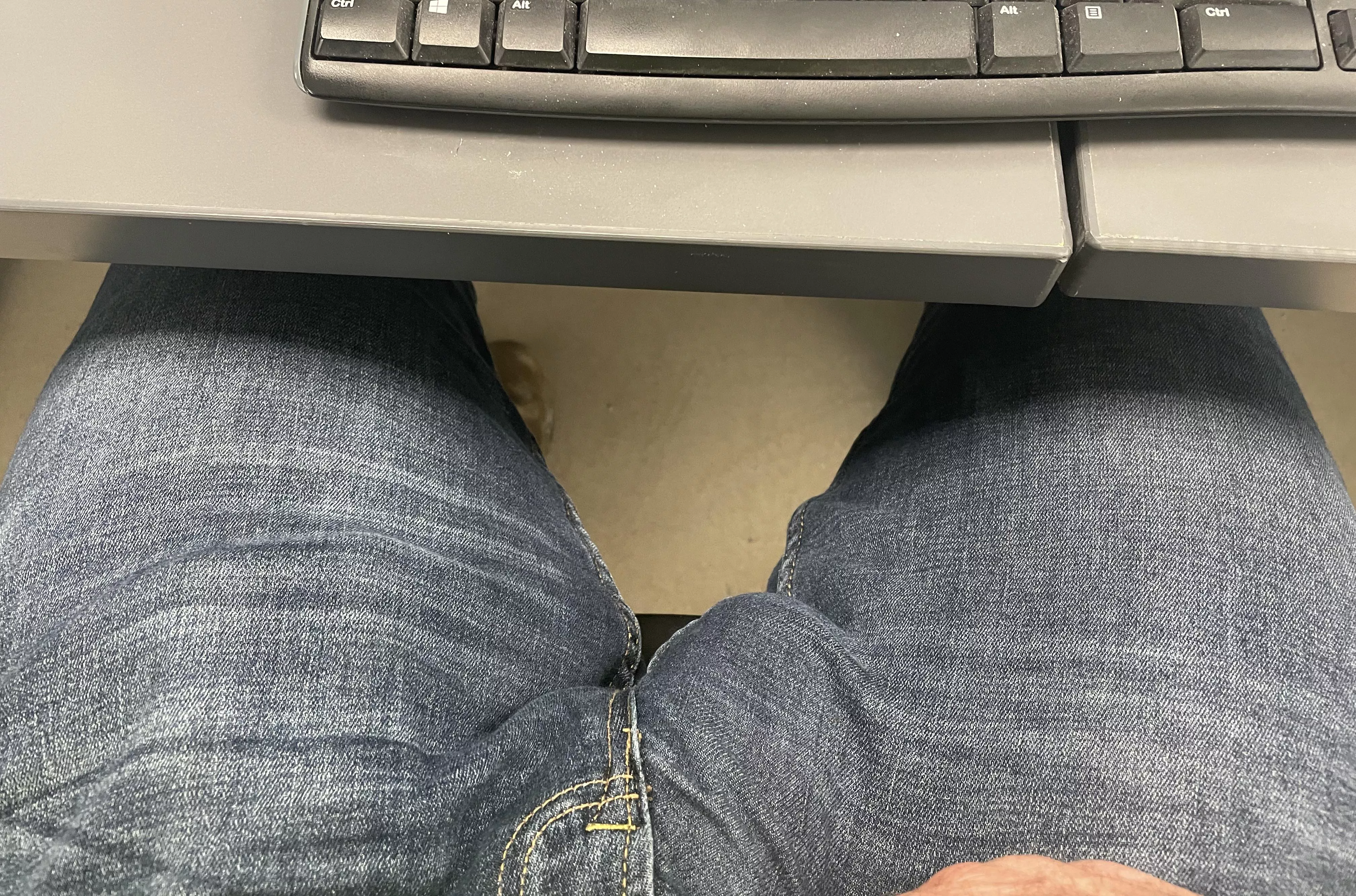 My coworker keeps looking over, she’s definitely seen my bulge.
