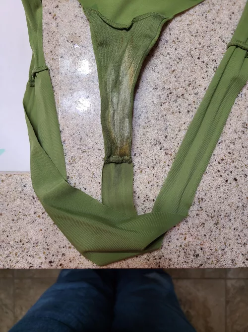 My pussy drool made a mess in this thong :) Sweaty and smelly!