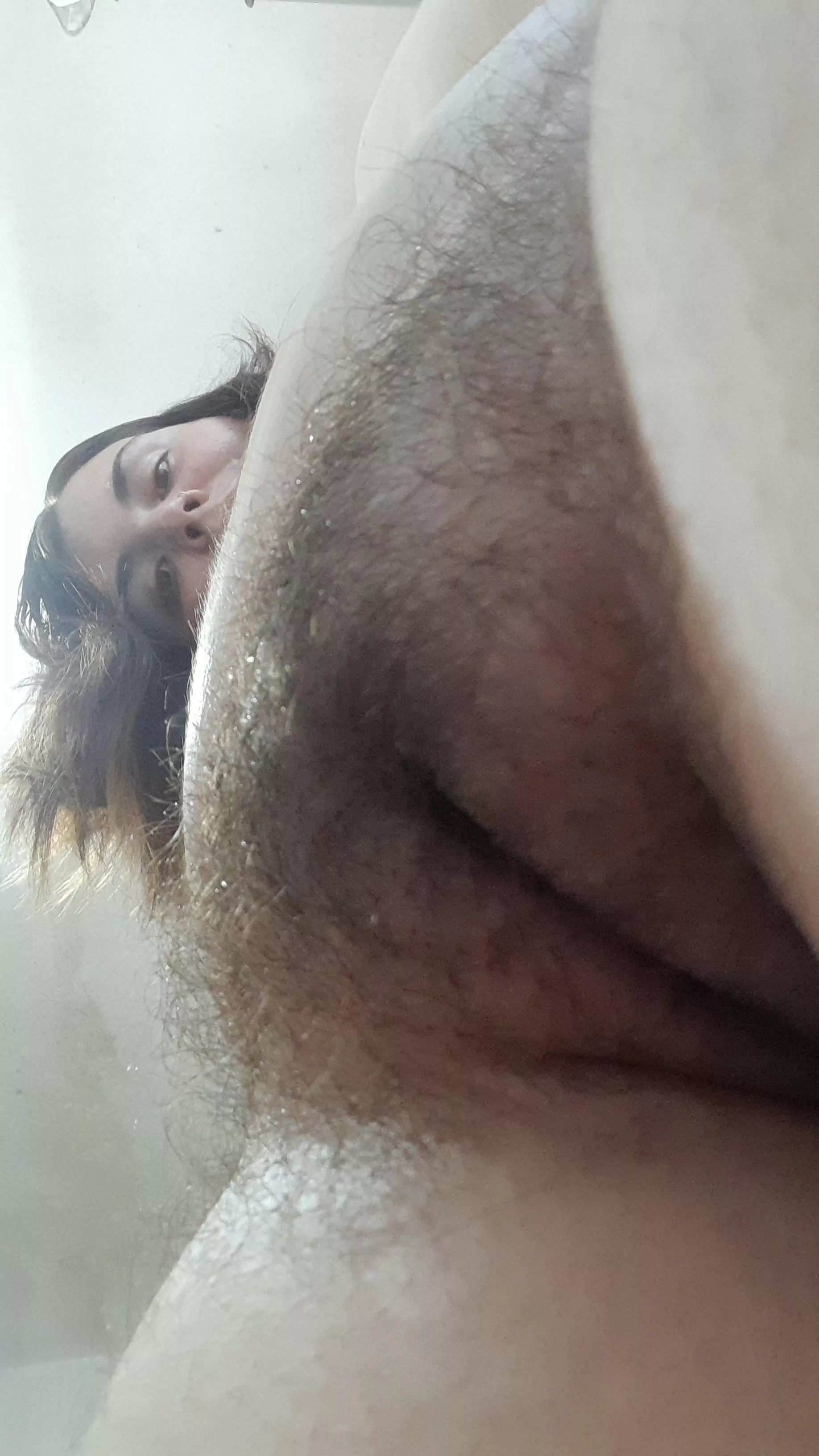 The view before you lick my hairy pussy 💦