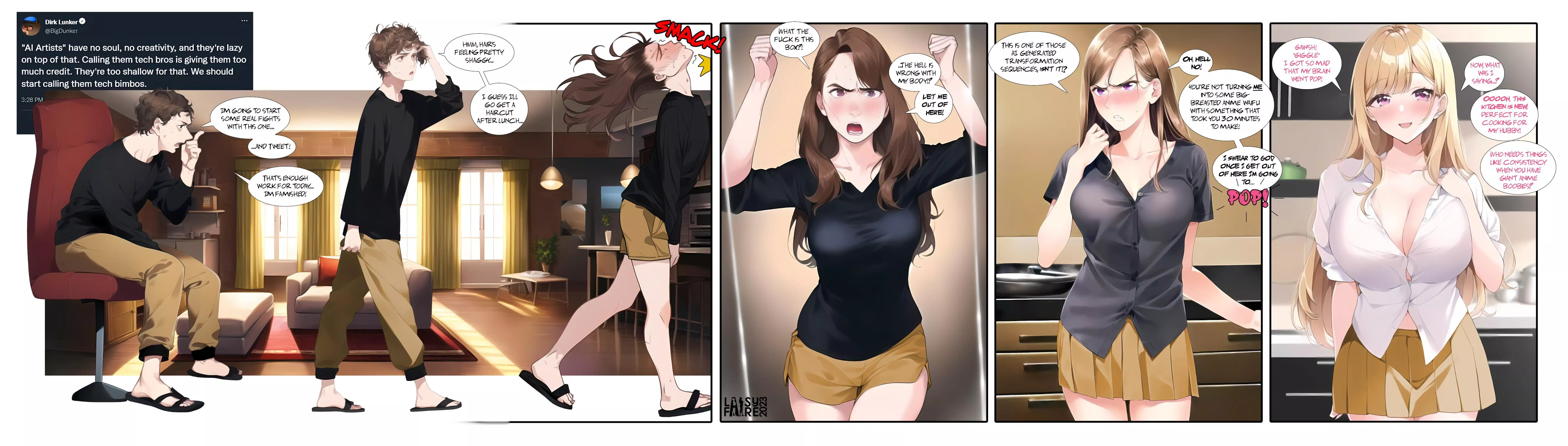 Trapped as an AI Generated Anime Waifu (TGTF/Bimbo Sequence)