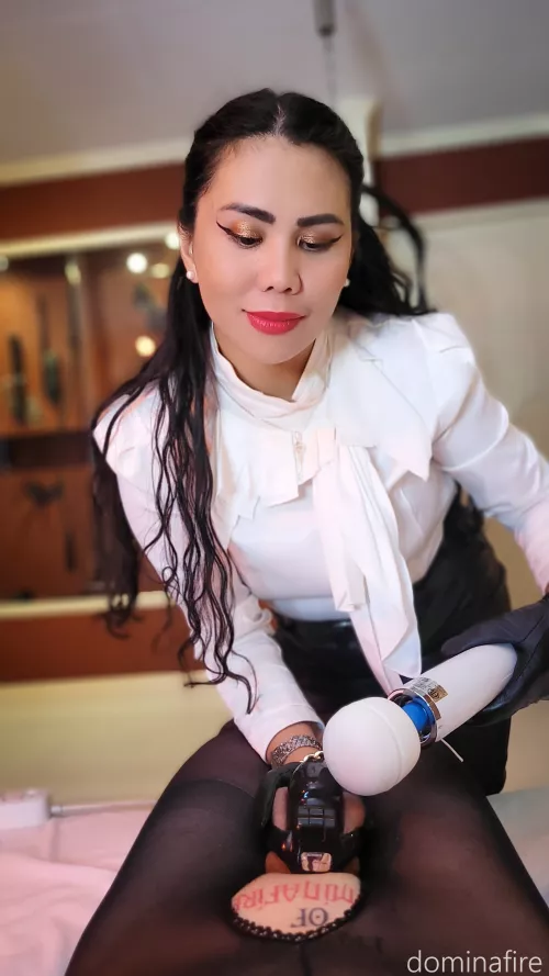 With my Magic Wand pressed again your cage... That's the only way you are able to cum from now on!