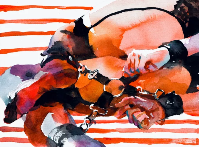 Cuffs, me, watercolor, 2019