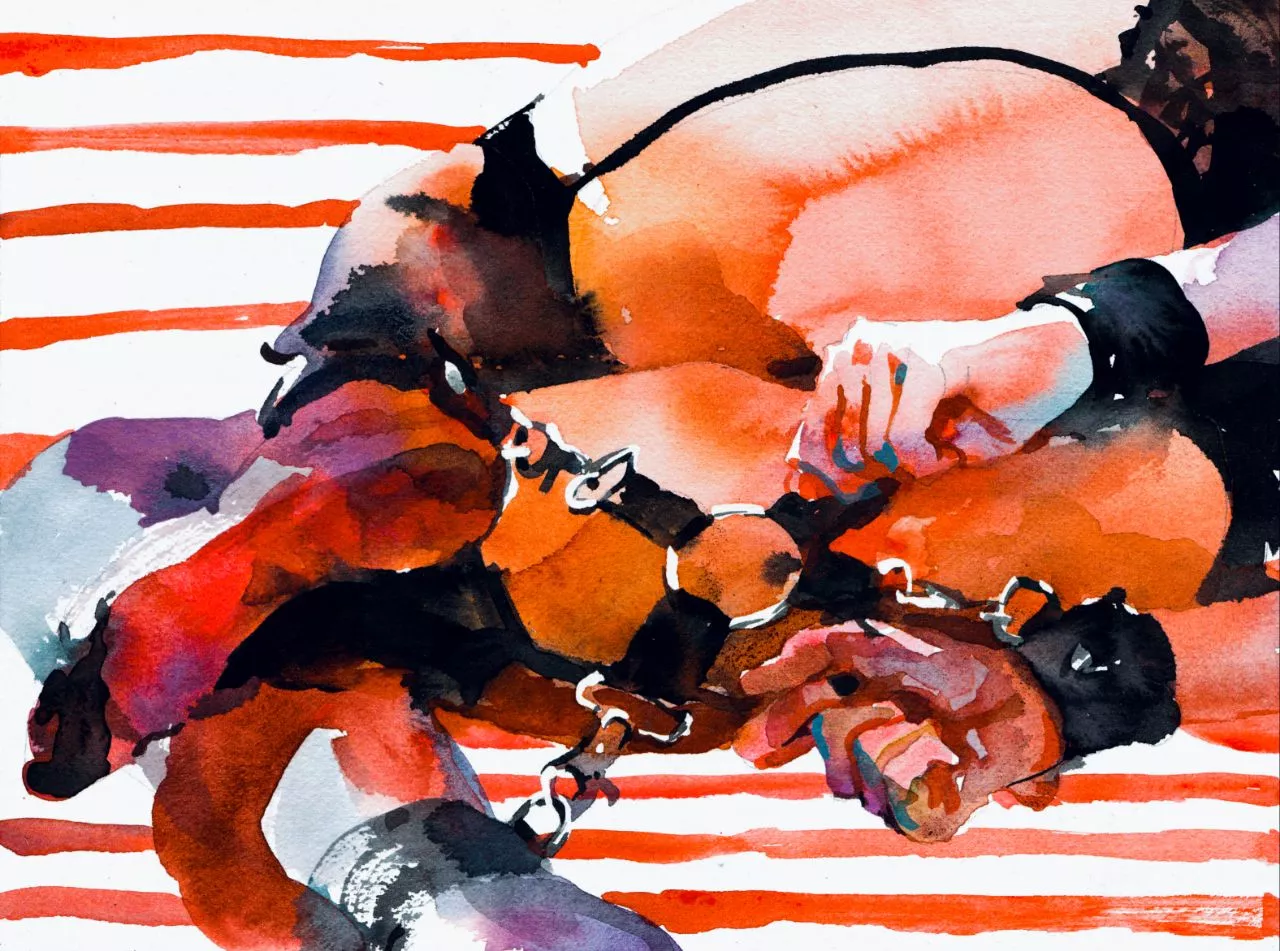 Cuffs, me, watercolor, 2019