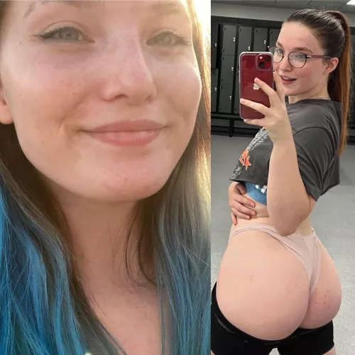 Cute selfie, then “gym” selfie😇