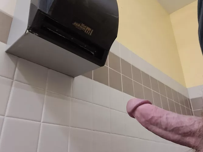 dry off my cock, or get it wet and wait for some to walk in the bathroom?
