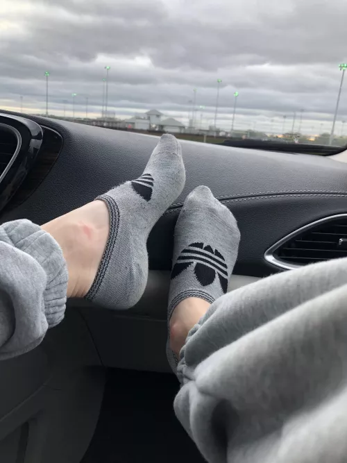 Feet staying cozy in these socks on a cold rainy day