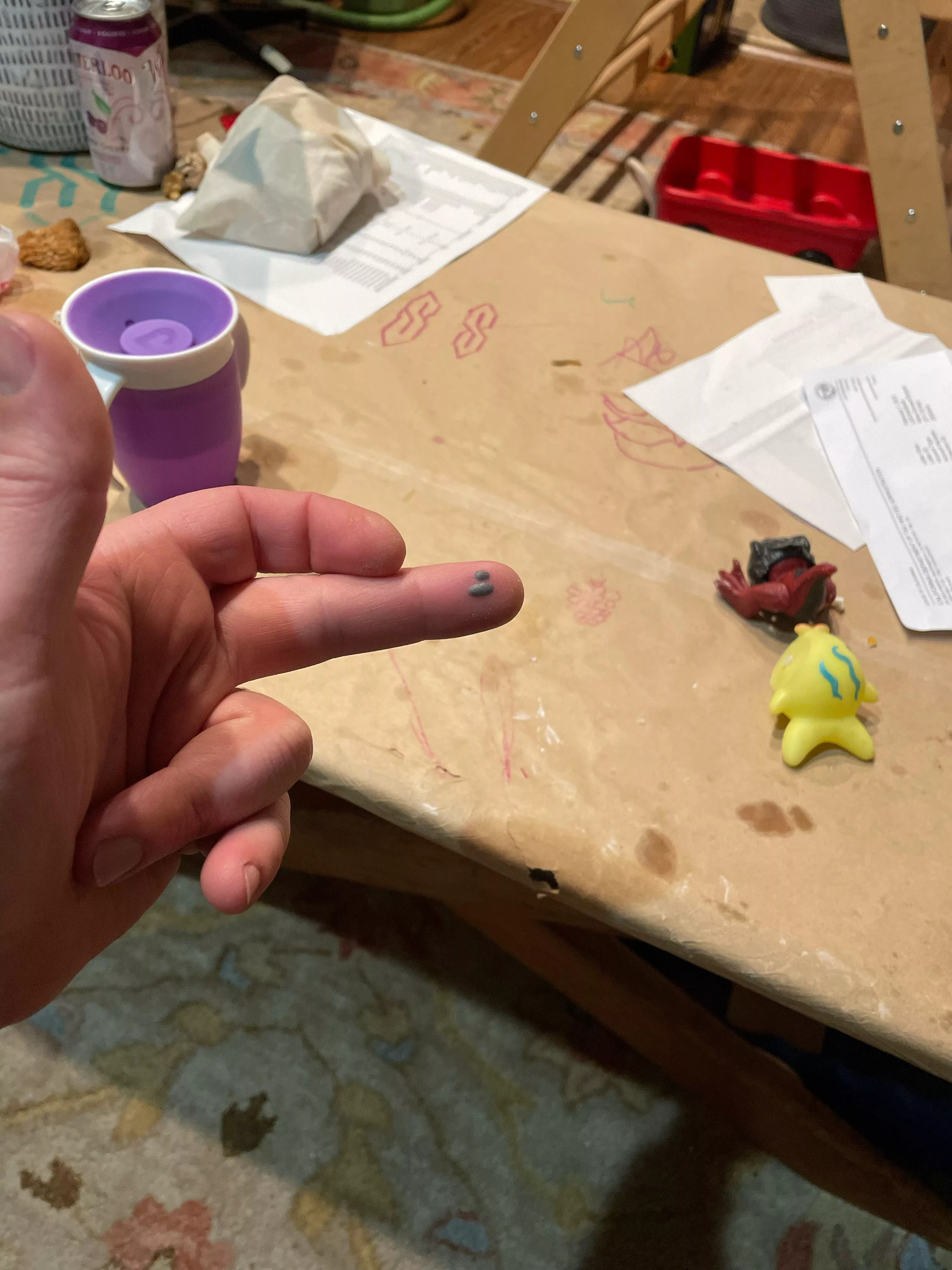 Forbidden pop version blood blisters: Pinched with a finishing hammer