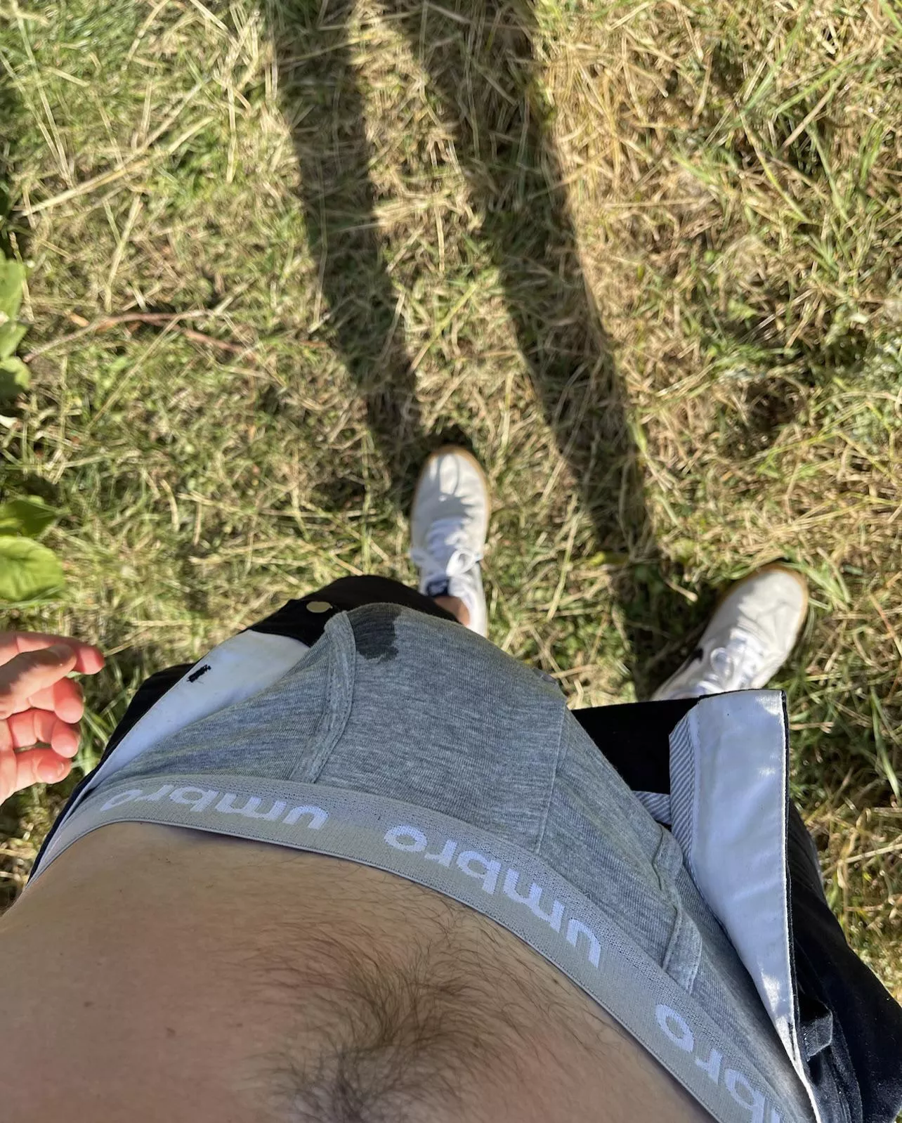 Leaking in my boxers in the park 😈 DM me if you want them 💦