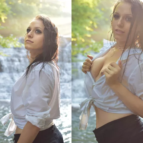 Posing with my titties out during a photoshoot