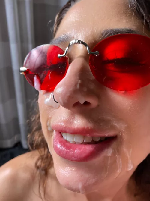 Protecting my new lashes from all this cum 🤤