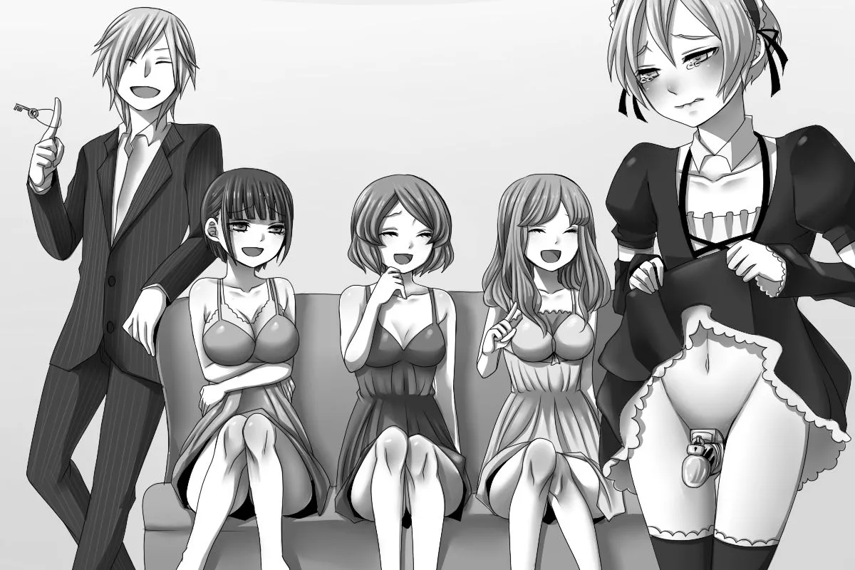You never thought your tomboy friend would expose your chastity secret when they found out about it. But its been a month of them holding your key and they told you there were 3 surprises waiting for you in the living room.