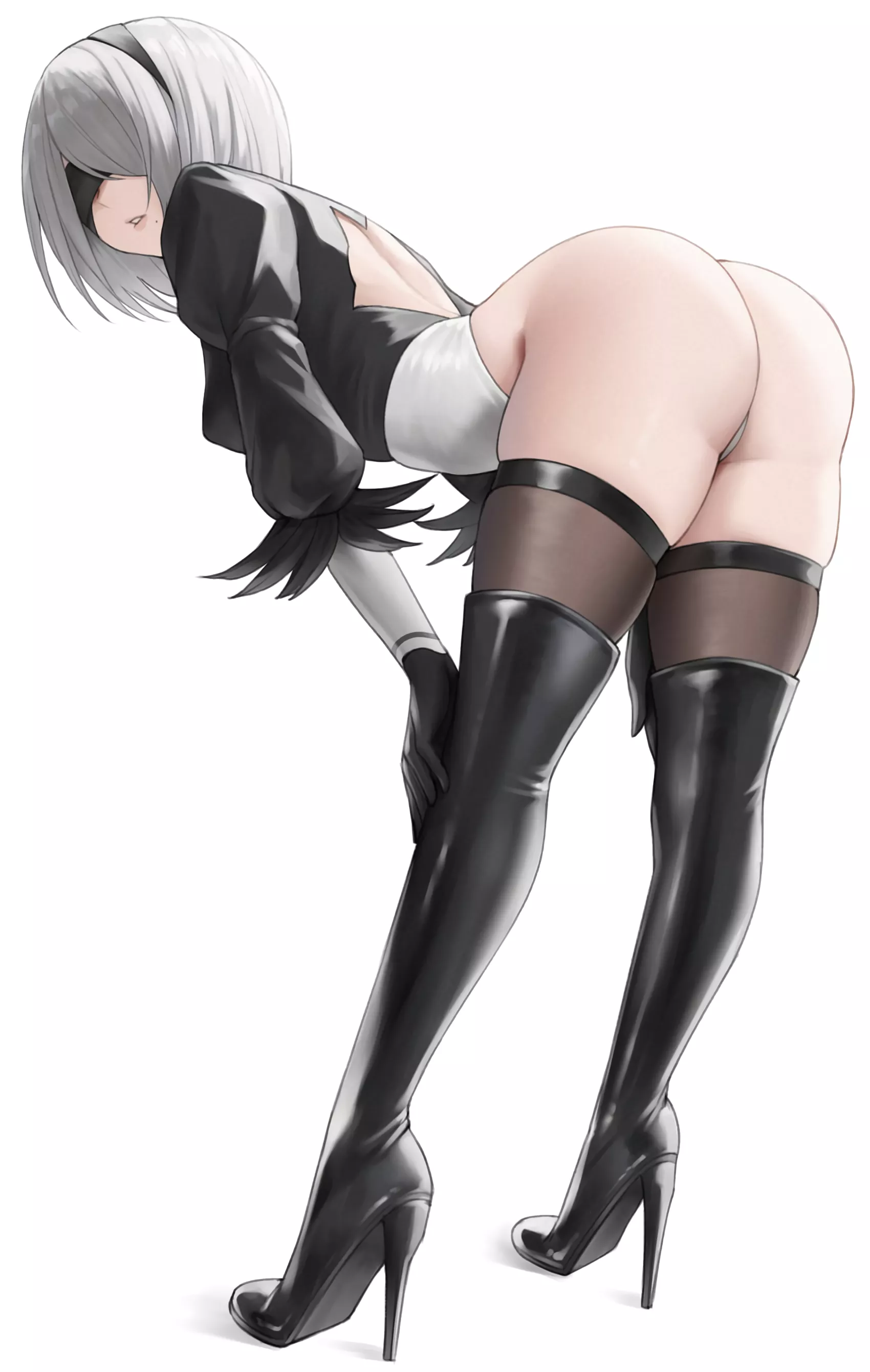 2B sexy and hand on knees (kuronerinka) [Nier (series) | Nier:automata]