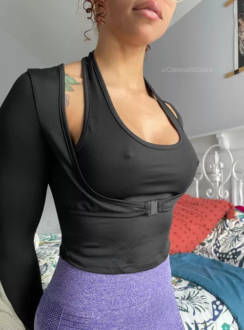 I don’t think you’re supposed to wear a bra with this shirt