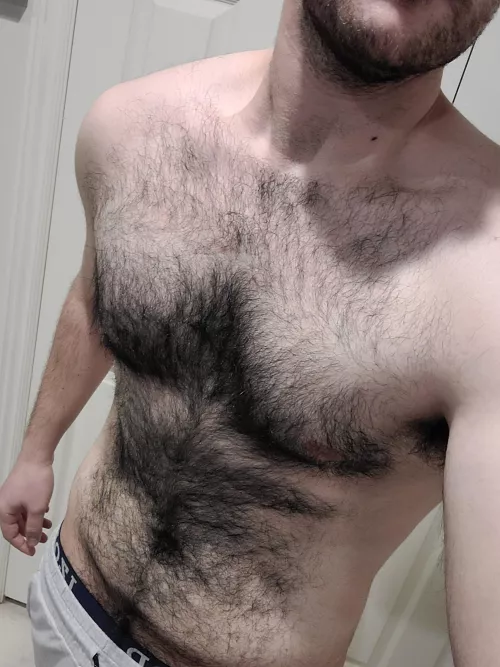 Is your pussy dripping from imagining your sensitive nipples caressing my chest hair while you ride me? Chat me, I don't bite 😏