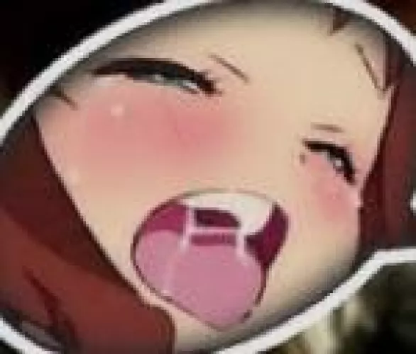 LF Color Source: 1girl, red hair, half-closed eyes, open mouth, blush, face, tongue out