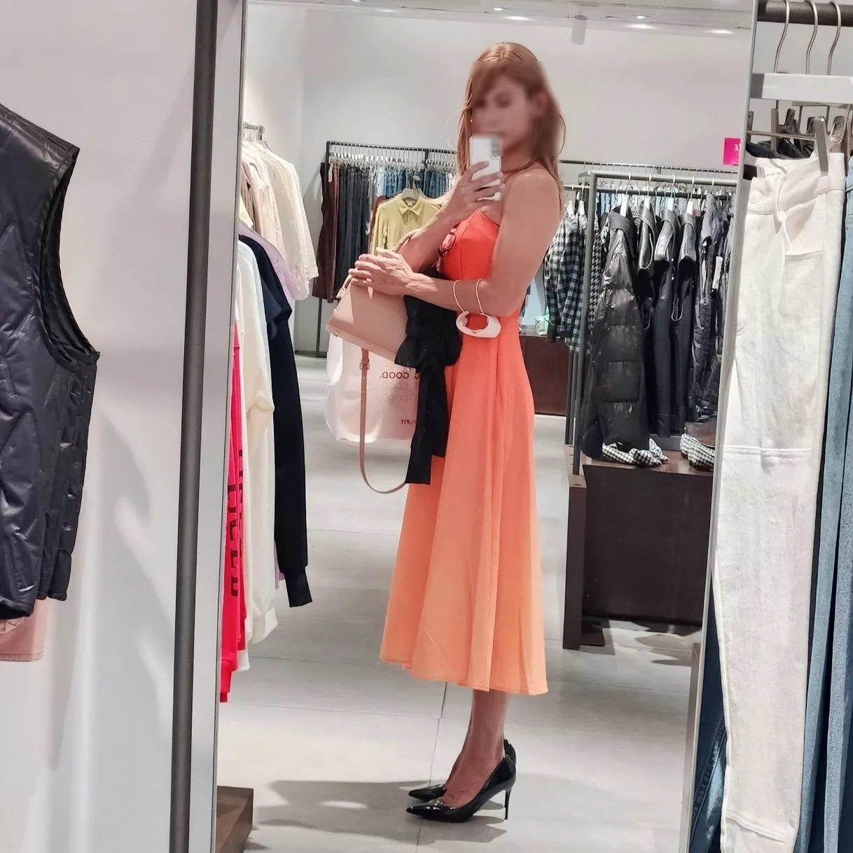 People see me on the street as a sissy whom is dressed up ladylike, seeking acceptance from them. they did not know that I'm all caged and plugged underneath my orange dress with no panties. My body has gotten used to being plugged that it does not try 