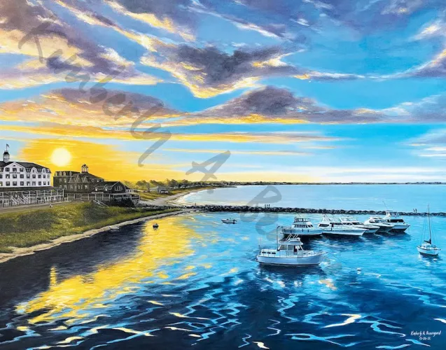 Sunset at Block Island, Rhode Island. Acrylic on canvas 30”x40”