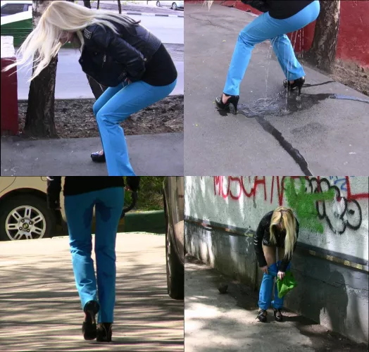 Wetting Classic -- Kate loses control on the sidewalk, becomes a mainSTREAM meme