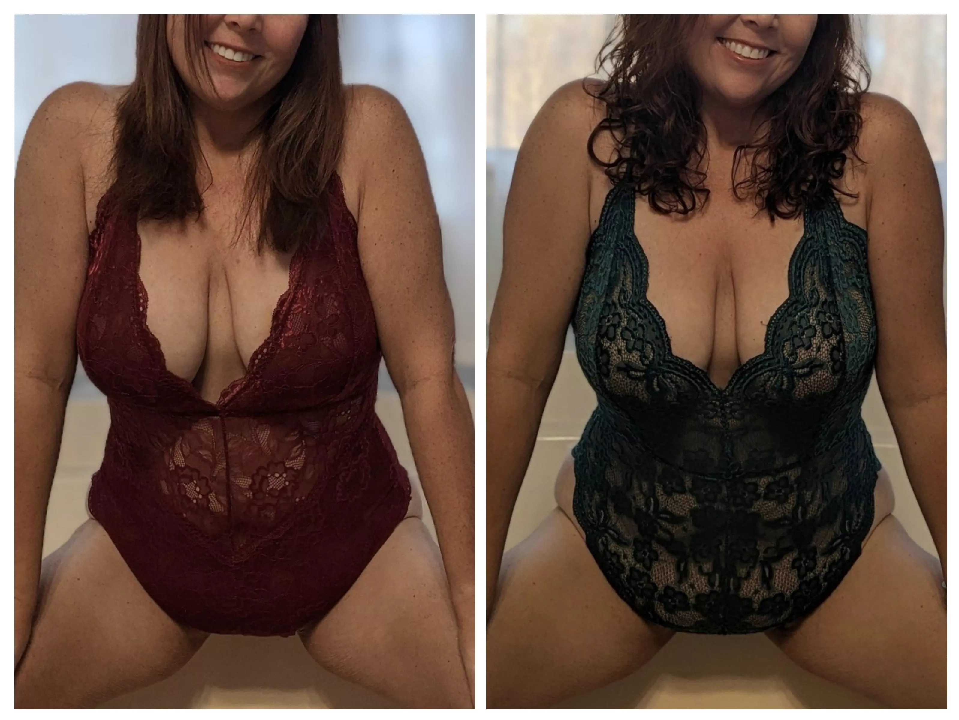 Which one would you like to find in your bed...maroon/straight hair OR teal/curly hair? (f)43