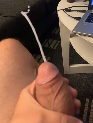 A rope of cum escape my cock