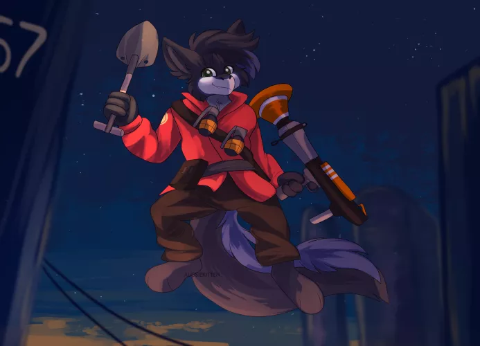Art by u/Aussie_Kitten_ ||| My sona Xy as a TF2 trolldier