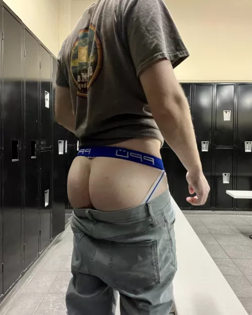 changed into a clean jock after the gym