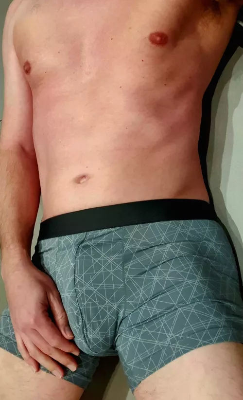 Doing some stretching in boxer briefs