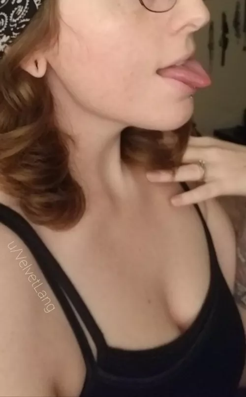 It's just a lil tongue, this is as far as it goes!