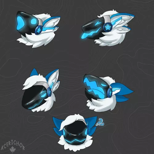 Protogen stickers/emojis for RichForTheStars [art by me | @Acerichor on Twitter]