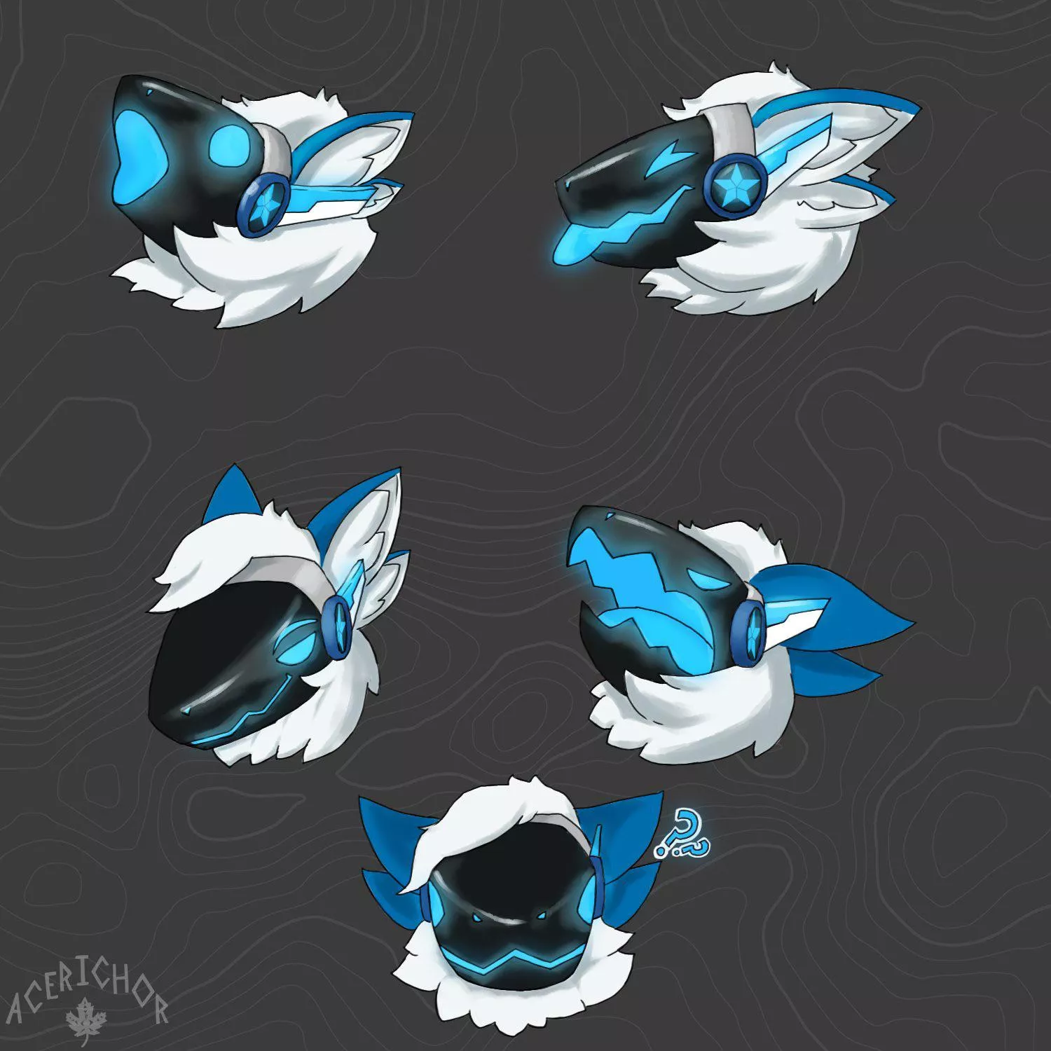 Protogen stickers/emojis for RichForTheStars [art by me | @Acerichor on Twitter]