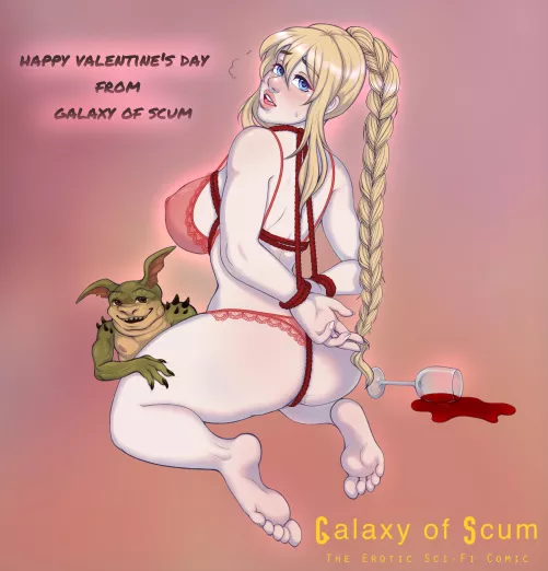 Astra is tied up and wined up for Valentines (Galaxy of Scum)