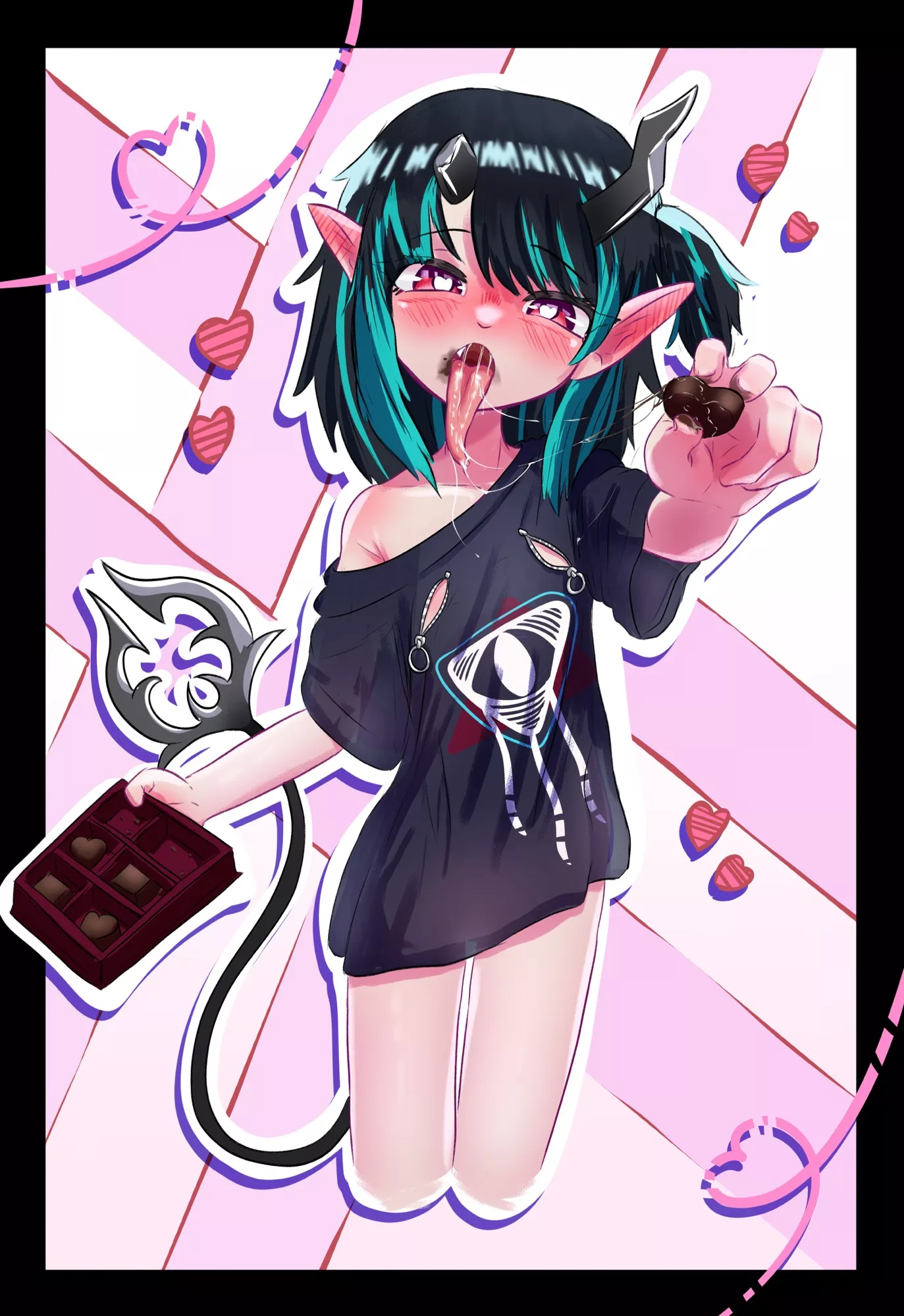 Demon girl wants to feed you some chocolate (OC)