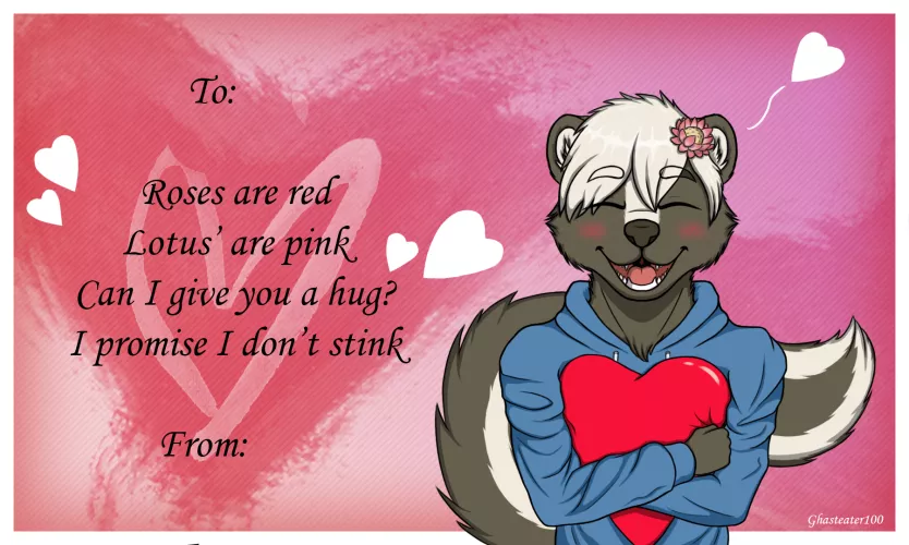 I made a Valentine's Day card using my fursona. Feel free to send to someone special to you :)
