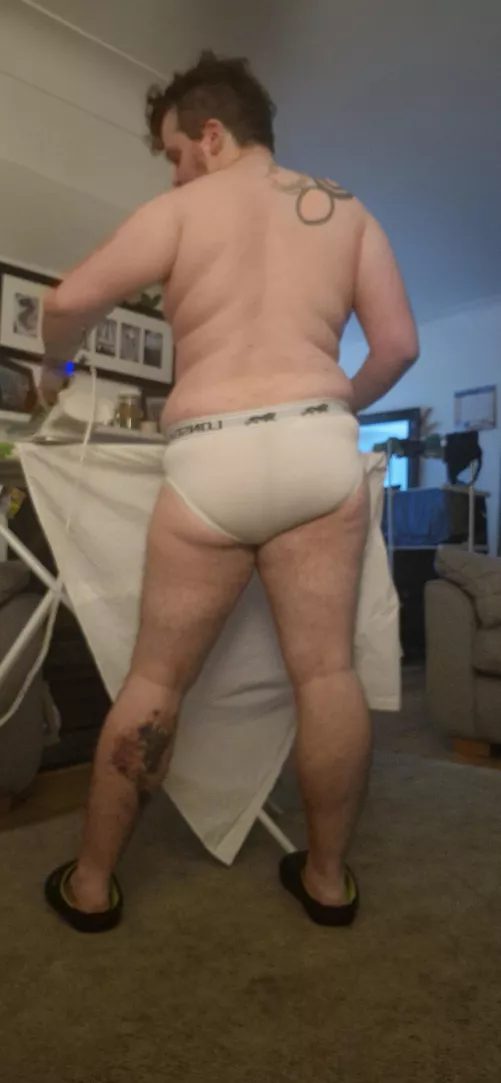 ironing my shirt for work in my TWs