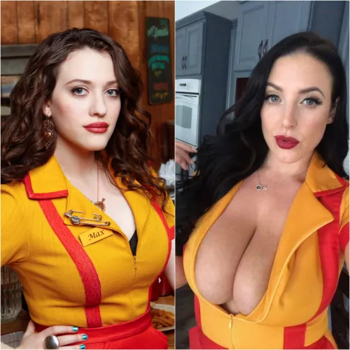 Let's goon to Kat Dennings & Angela White's big titties together