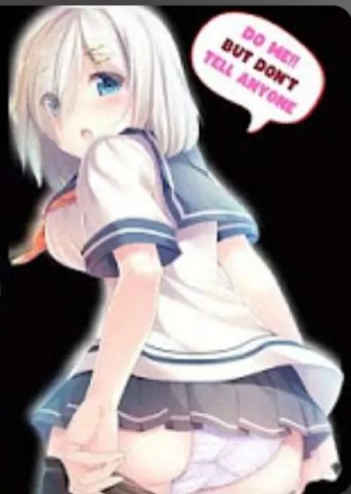LF color source 1girl blue eyes light hair schoolgirl uniform panties ass speech bubble