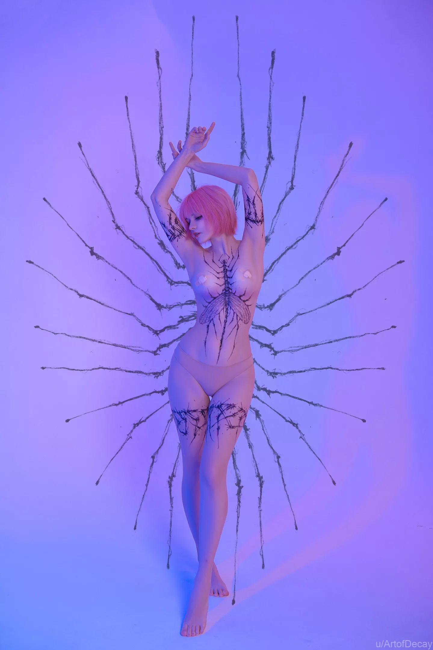 My bodypaint and digital background on Tenletters