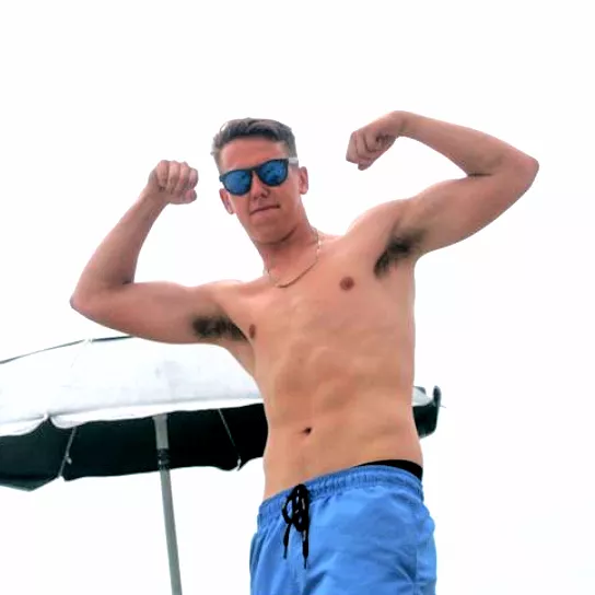 my buddy flexing his hairy pits