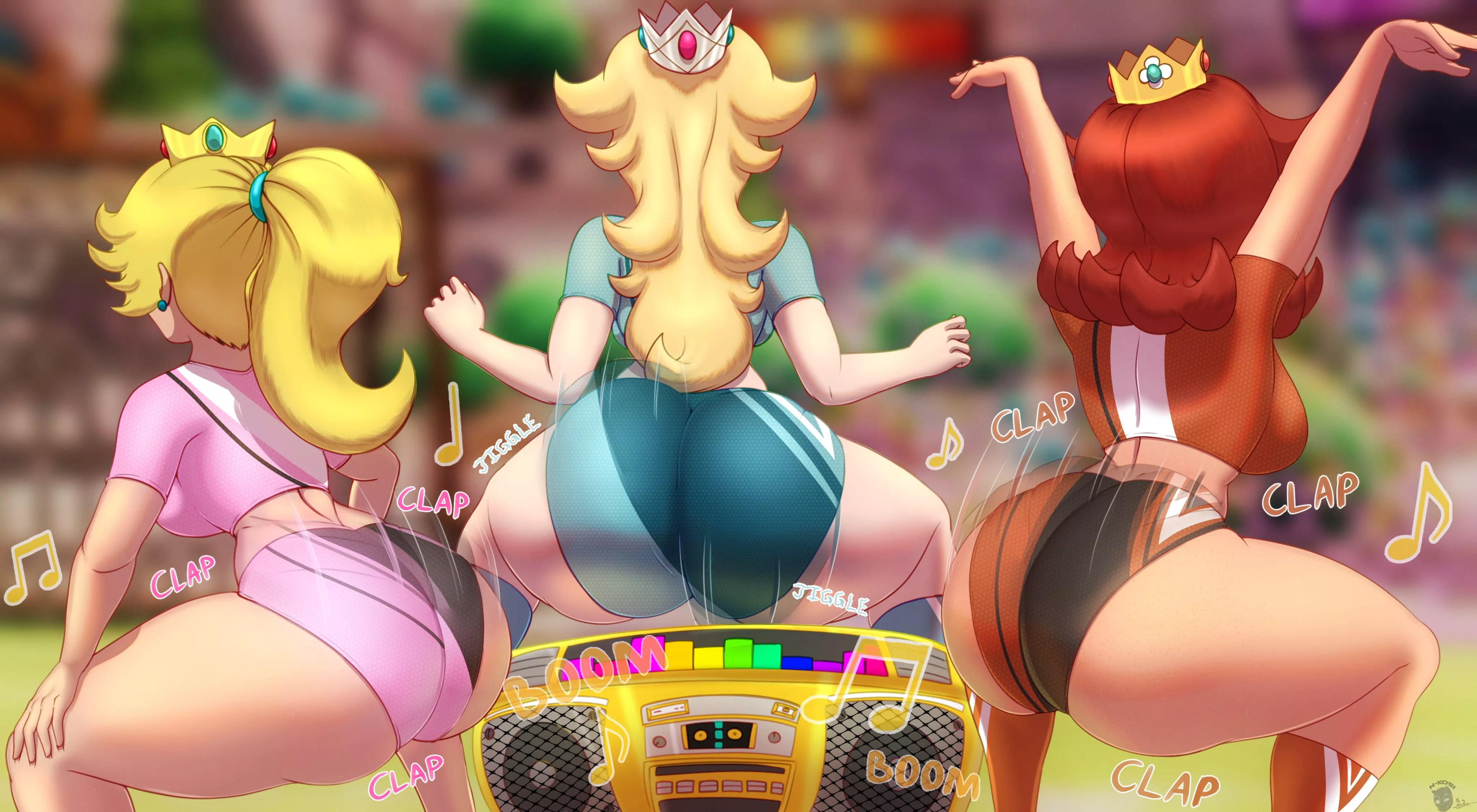 Peach, Rosalina & Daisy shake to the music (N_Kosi)