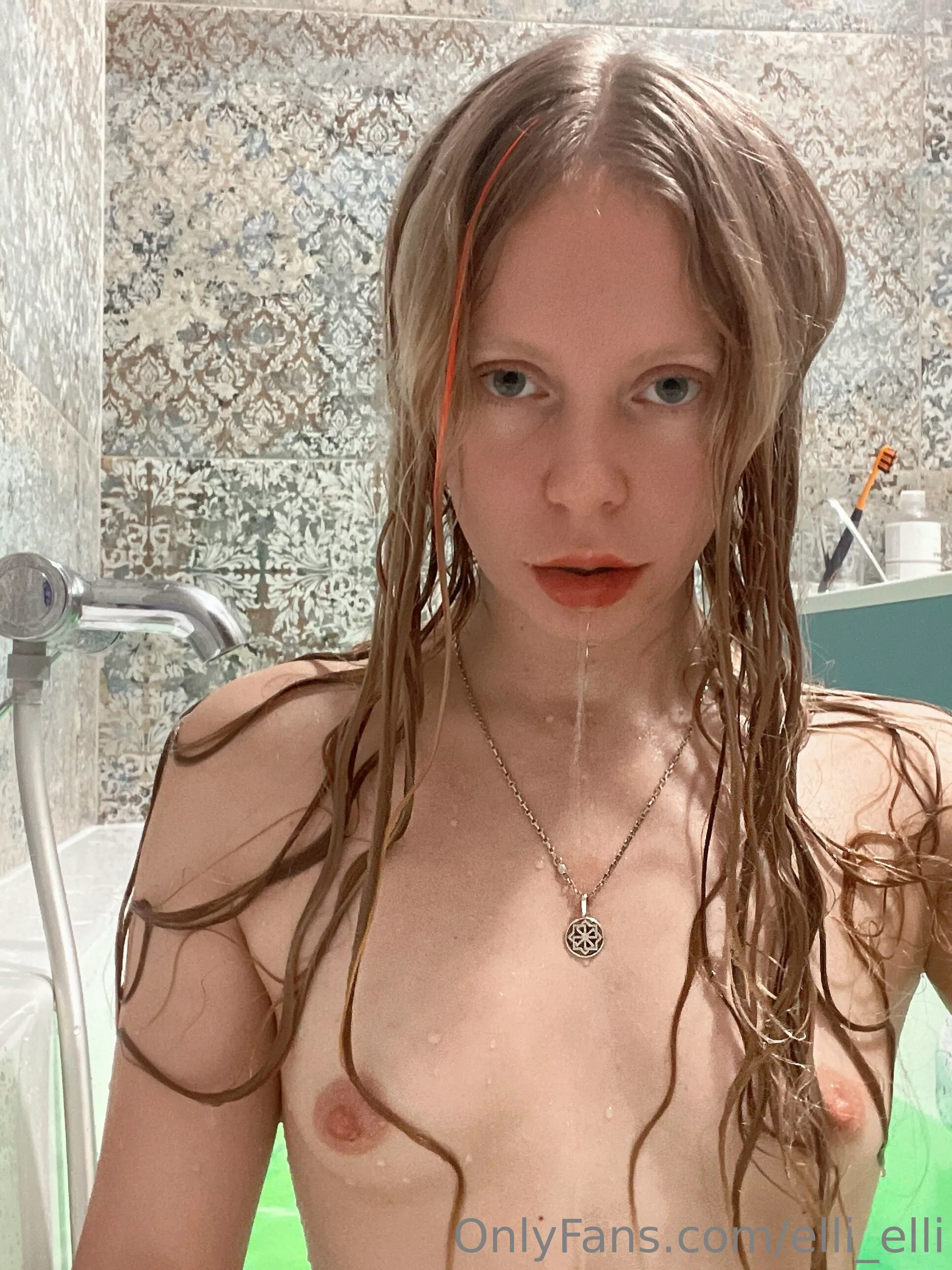 Washing your cum off my little tits